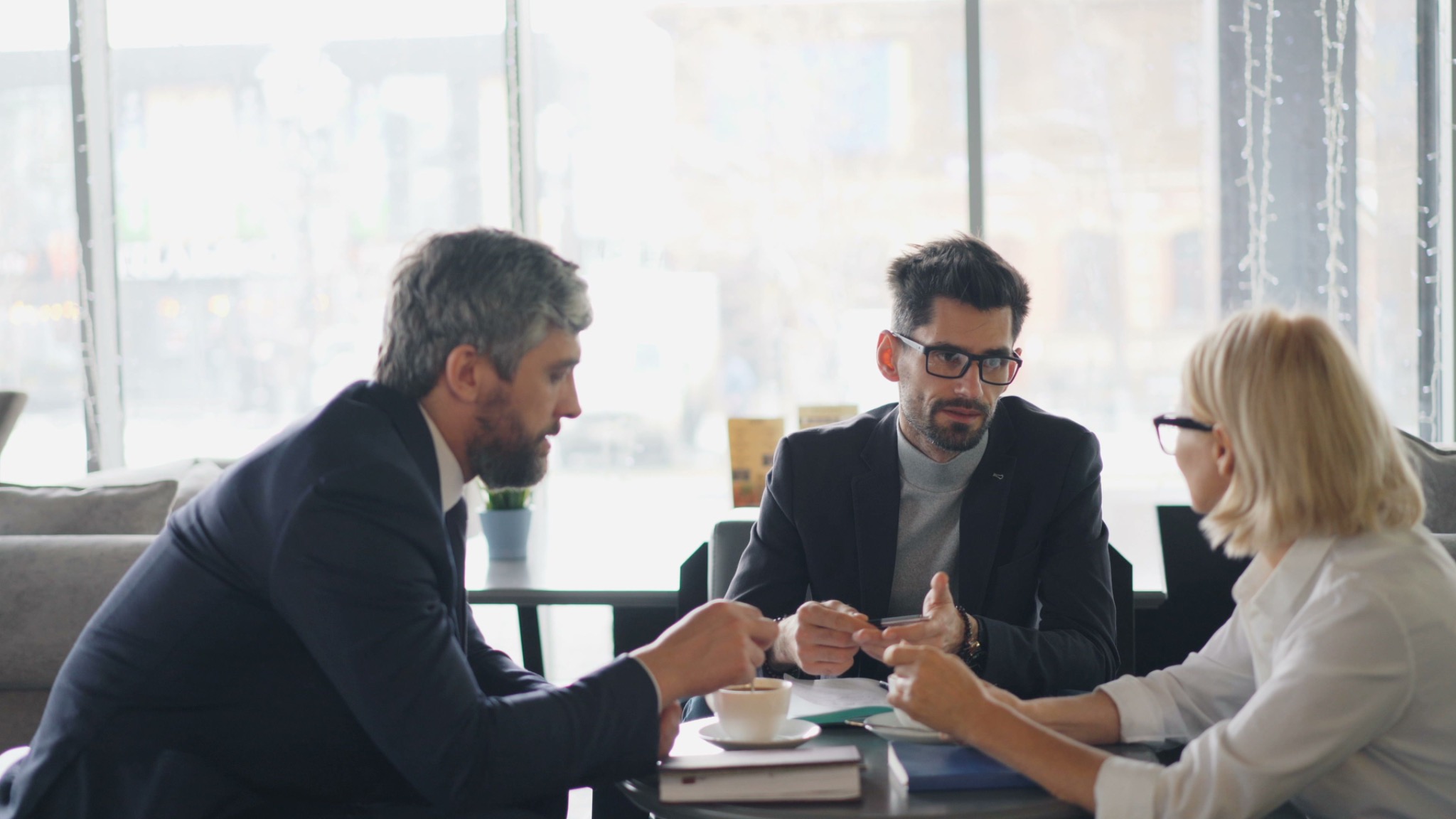 Professionals discussing strategic business planning